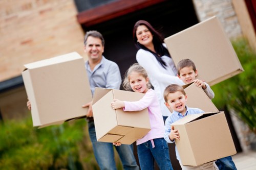 Packed furniture secured inside a removal van for transport