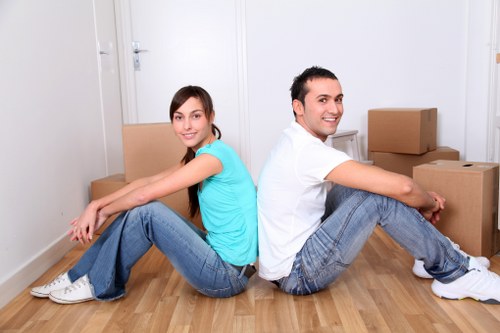 Packed boxes and household items ready for a Lambeth home move