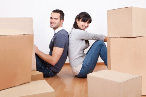 Wardrobe and fragile-item boxes used for packing in Lambeth